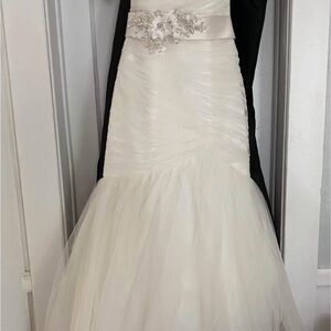 Mori Lee White Wedding Dress with Floral Detail